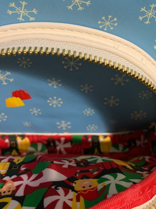 Loungefly Mini Backpack Elf Buddy Snowball Fight Sweets Christmas Snow Globe Bag main image 4